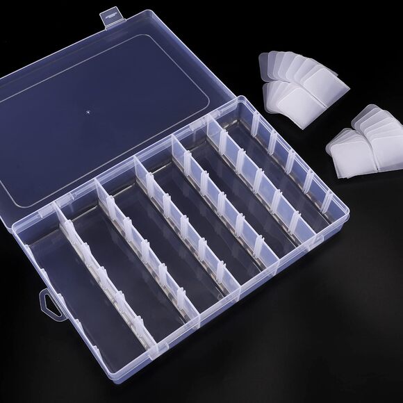 4 Pack 36 Grids Clear Plastic Organizer Box with Adjustable Dividers New - Picture 4 of 14